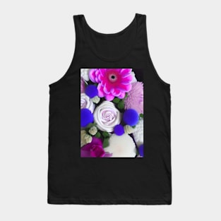 STUNNING PINK AND PURPLE AND BLUE FLORAL PRINT Tank Top